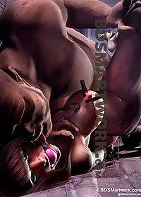 She choked and gagged as she took two more cocks pic 2