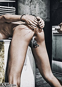 He stood over her, wiping his cock on her cunt lips and breasts pic 3