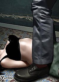 She screamed and the thin fragile sound bled out from behind the gag pic 1