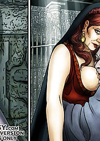 Rufia pulled her robe open and showed him her breasts, he hugged her and licked her breasts pic 2