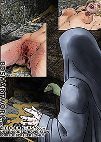 Ceruleus stood gazing at Luvia's bruised and battered crotch and her open cunt pic 2